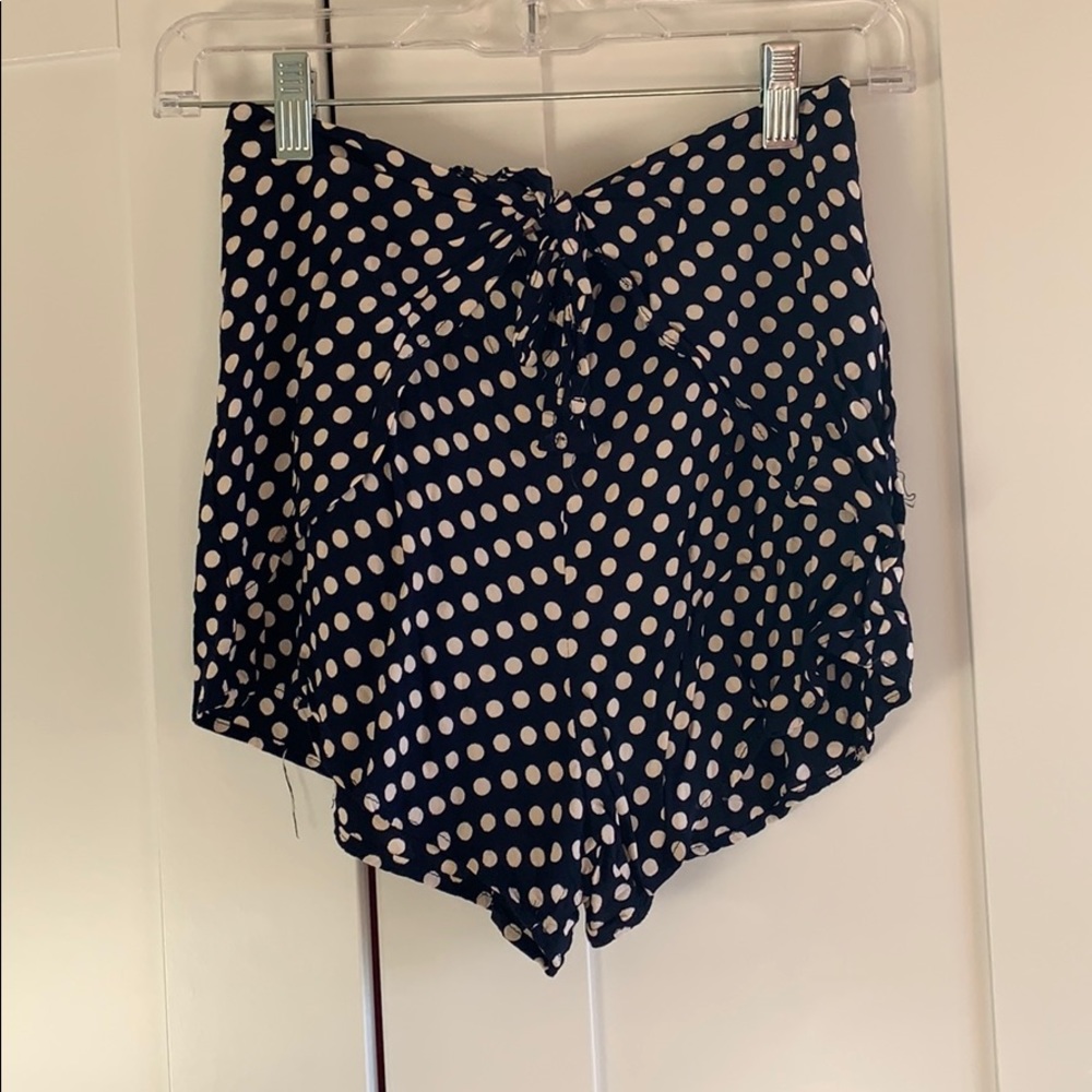 Navy and Cream polka dot shorts